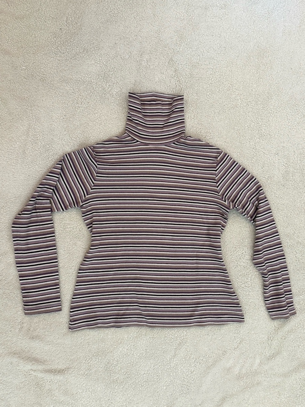 White Stag Y2K purple metallic striped long sleeve turtleneck